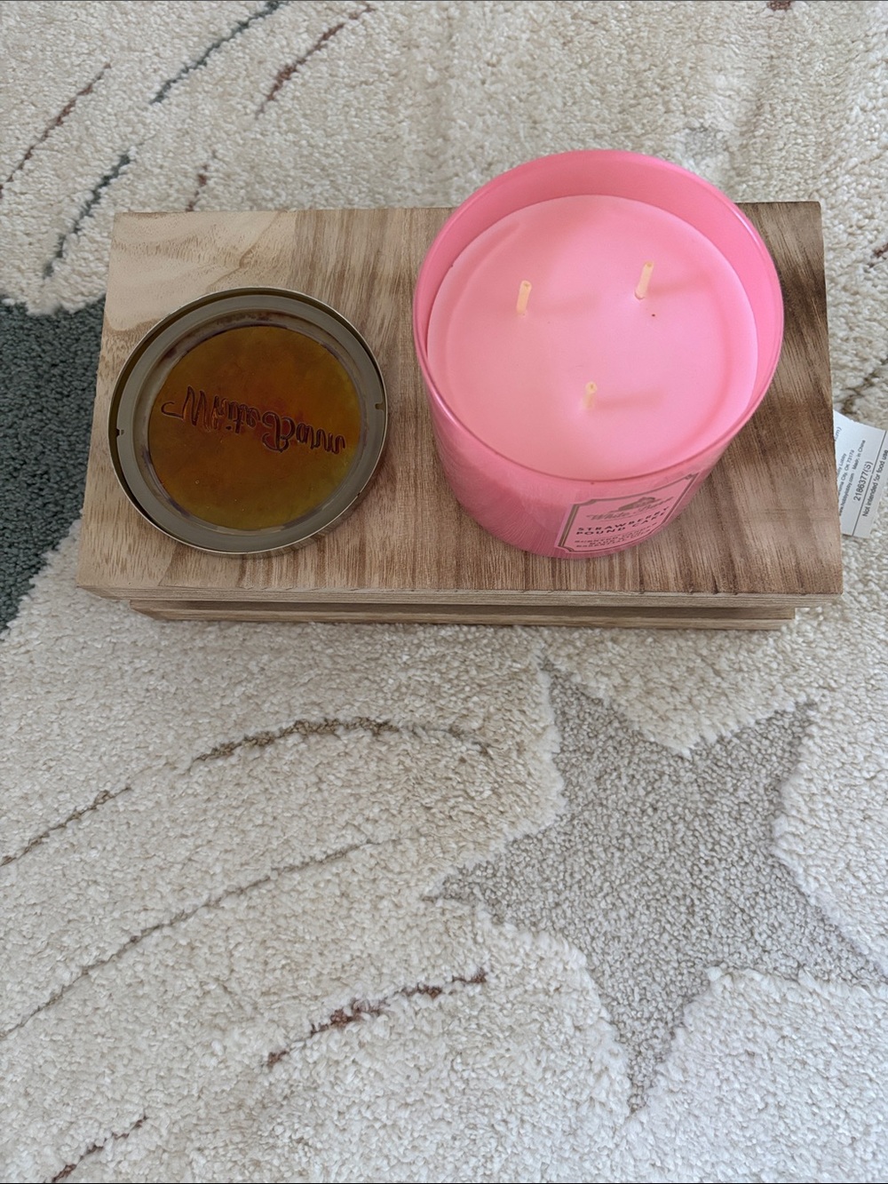 Bath & Body Works Pink Strawberry Pound Cake Candle with Gold Trim - Picture 2 of 3